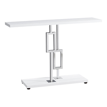 MONARCH SPECIALTIES Accent Table - 48"L / Glossy White / Chrome Metal I 3266